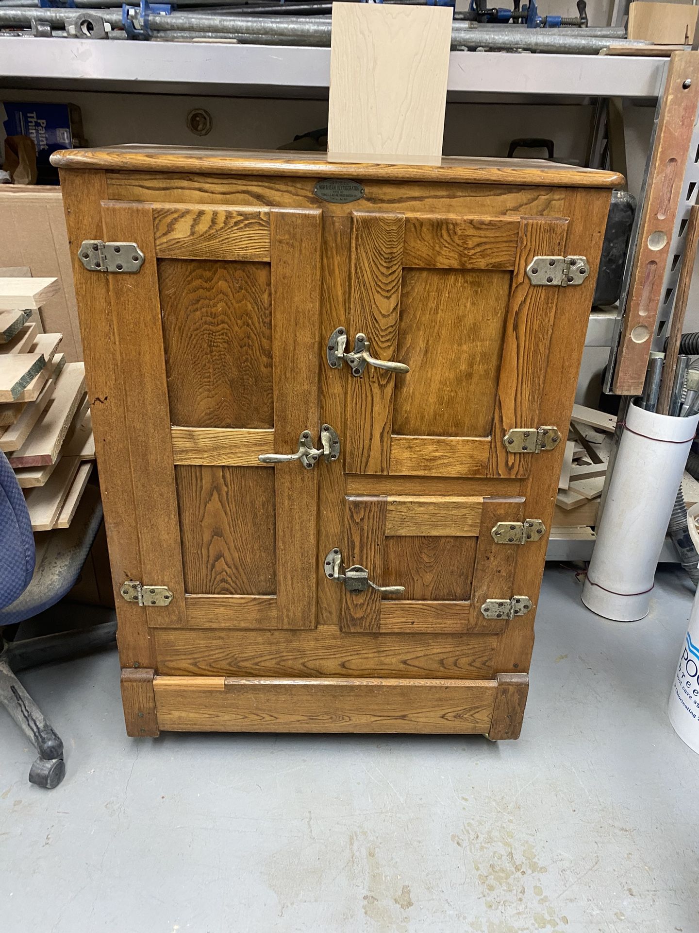 Antique Oak Ice Box Cabinet