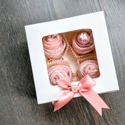 Socks Cupcake Gift Box with Bow | Handmade | 4 Pairs of Socks