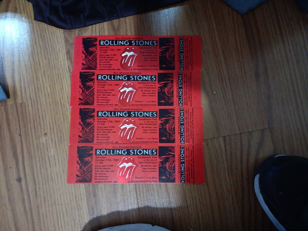1981 Oct 17 Rolling Stones Unused Tickets