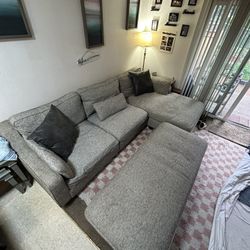 Grey Sectional Sofa With Ottoman And Storage