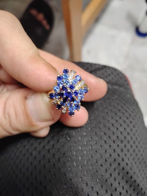 Blue Topaz Cluster Ring