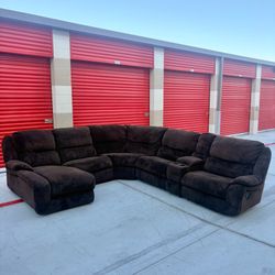 Dark brown recliner sectional