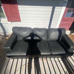 BLACK LEATHER SOFA FROM BLOOMINGDALES