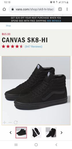 Vans skateboard CANVAS SK8-HI Size 15