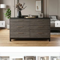 6 Drawers Dresser With Attached Mirror