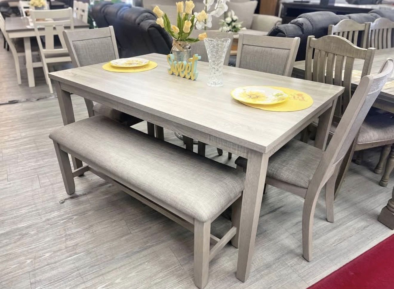 6PC Gray Dining Table Set