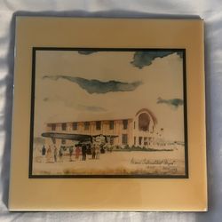 1929 Watercolor of Miami International Airport on Tile