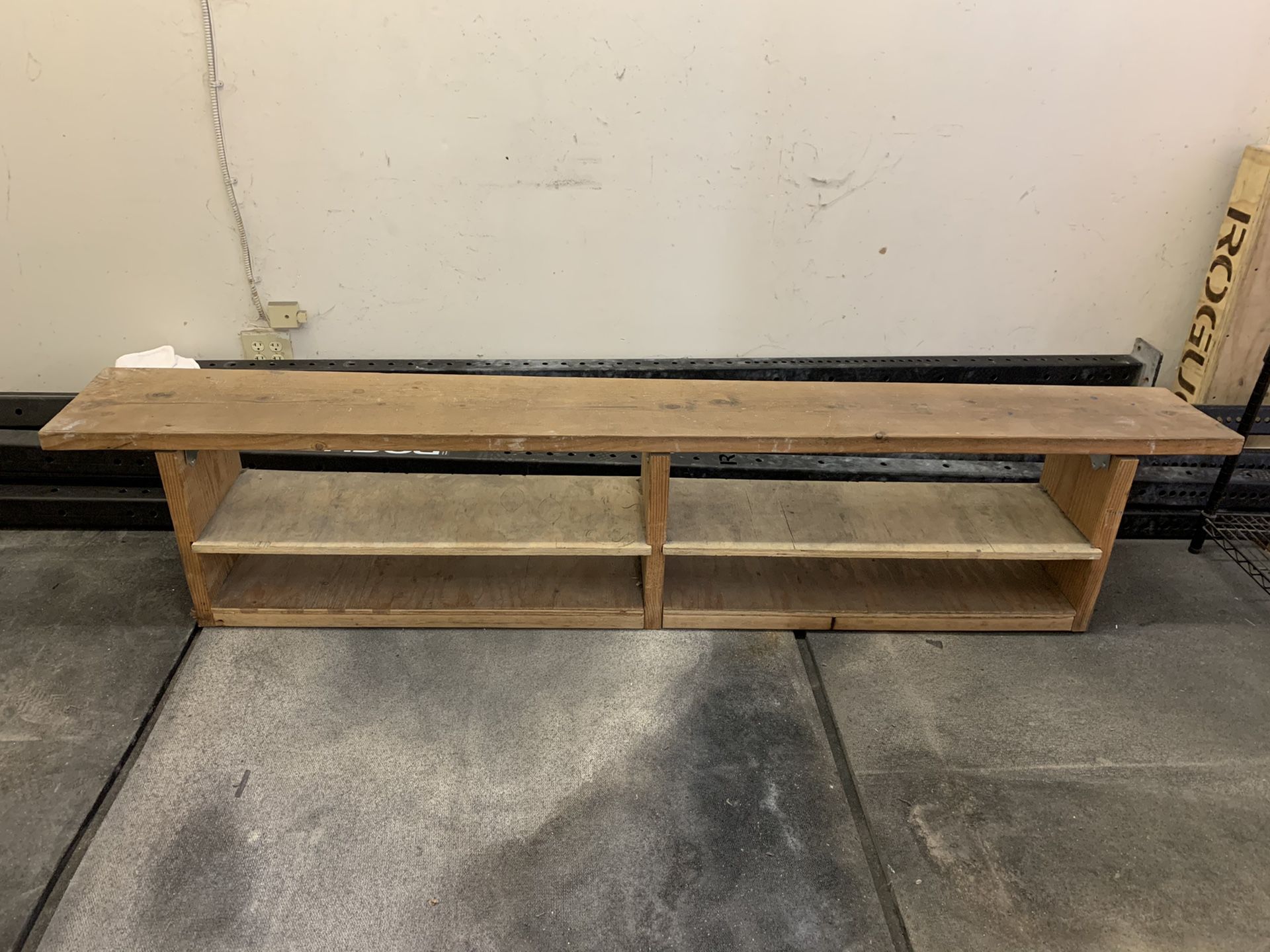 Indoor / outdoor bench / wood / with shelves or shoe rack