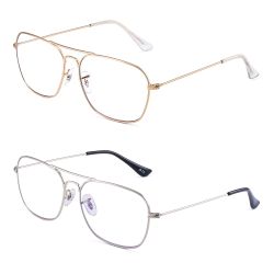 Reading Glasses Women Metal Frame Blue Light Blocking Computer Readers 1.50(Gold & Silver)