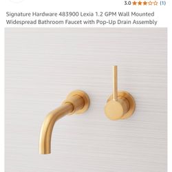 Signature Hardware 483900 Lexia 1.2 GPM Wall Mounted Widespread Bathroom Faucet with Pop-Up Drain Assembly