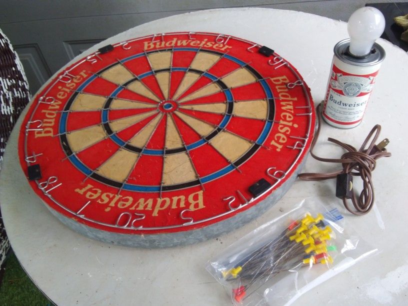 Budweiser Dart Board & Budweiser Lamp