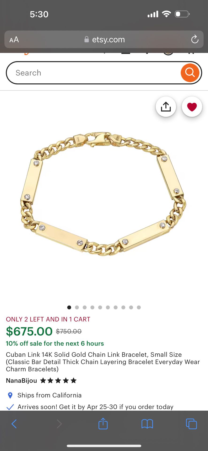 14k Gold Chain bracelet