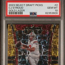 2023 Select Draft Picks Cj Stroud Rookie Card Gold Laser PSA 10