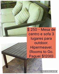 Sofa 3 seats waterproof and coffee table aluminium set