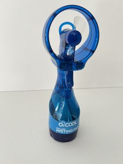 O2COOL Deluxe Handheld Battery Powered Water Misting Fan Blue New 3.7 by 10.6 inch