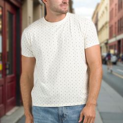 Kenneth Cole Men’s Printed Off-White Crew Neck Short Sleeve T-Shirt Sz L