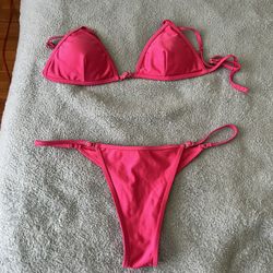 Pink shimmery bikini set