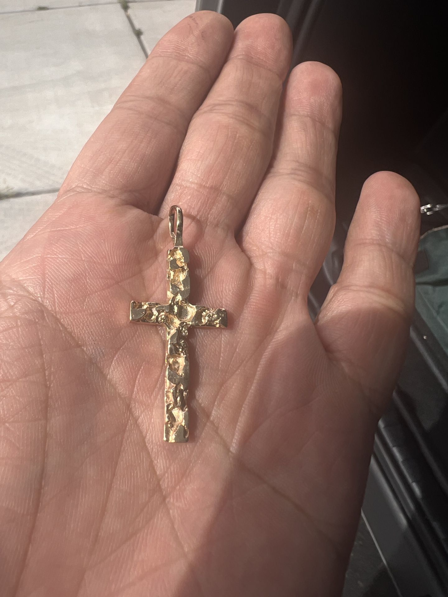 Nugget Cross Solid 14k Pendant