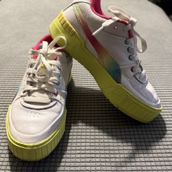 PUMA Cali Sport Chunky Sneakers White Neon Rainbow