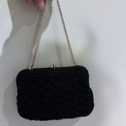 Vintage, Black Woven Evening Clutch