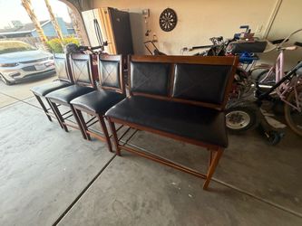 Dining chairs and bench