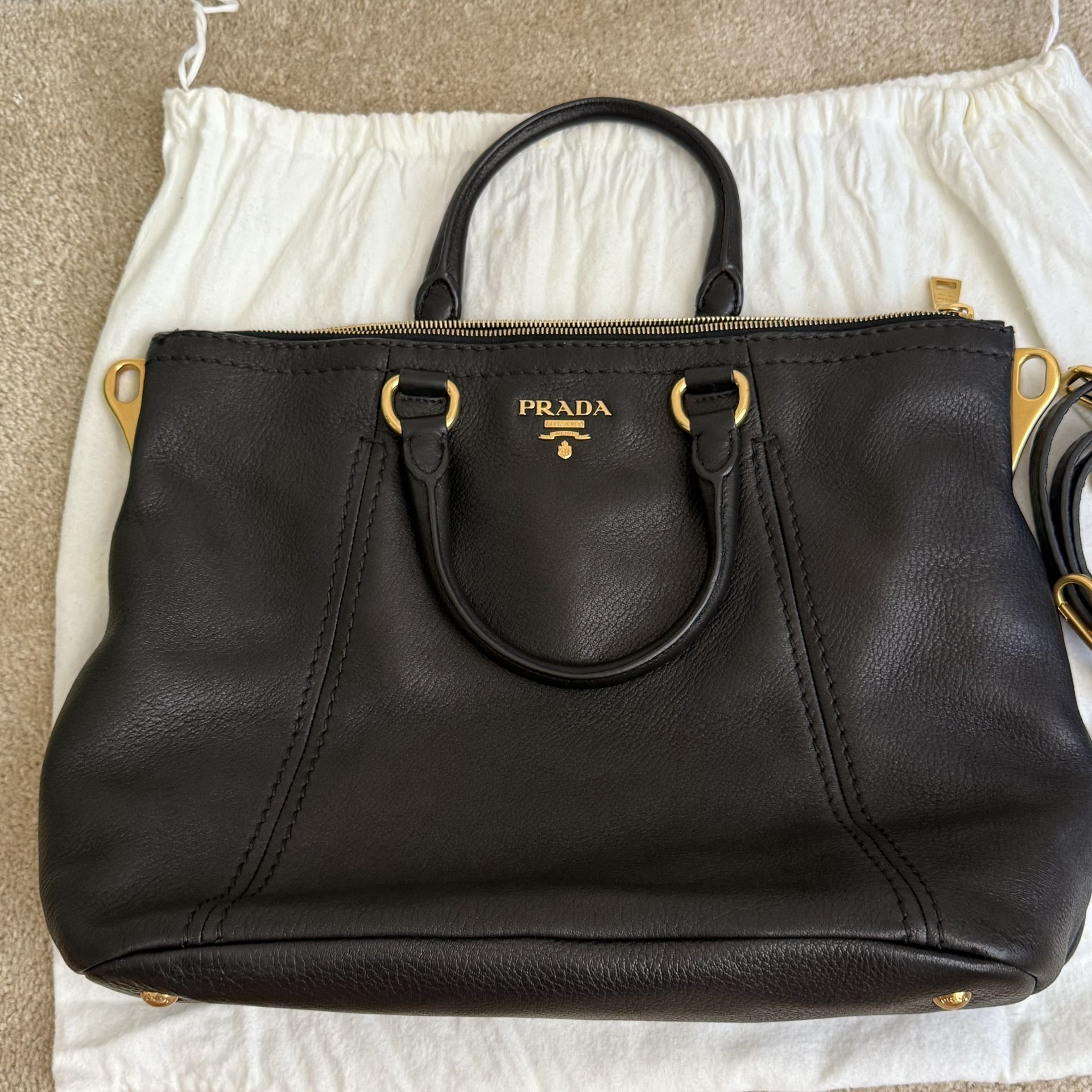 Prada | Medium Cervo Leather Handbag, OB