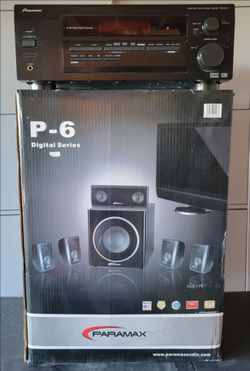 PARAMAX P-6 Digital Series Surround Sound Speaker System w/ Pioneer (VSX-D411) Audio/Video Multi Channel Receiver! Home Theater Use! Works Perfectly!