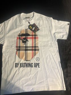 Brand New BAPE Plaid Big Ape Head Tee - White Check “BY BATHING APE” - Size L | NWT