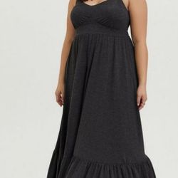 Torrid, Maxi Super Soft Tiered Dress, grey, Plus Size 4X. for Sale in