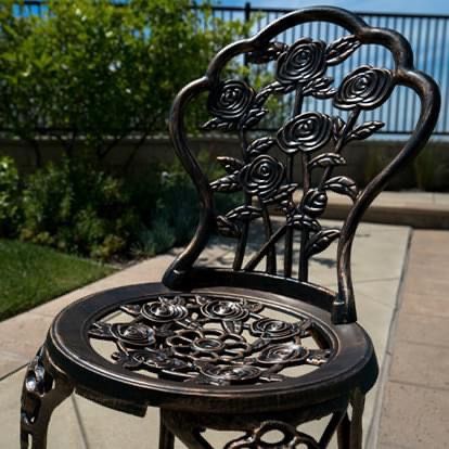 SHIPPING ONLY 3 Piece Patio Furniture Bistro Set for Outdoor Area Rose Design w/Table and Chairs