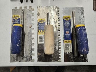 Three QEP Trowels Masonary Notched Cement Tile Cutter Ceramic Grout Thinset Stainless Steel