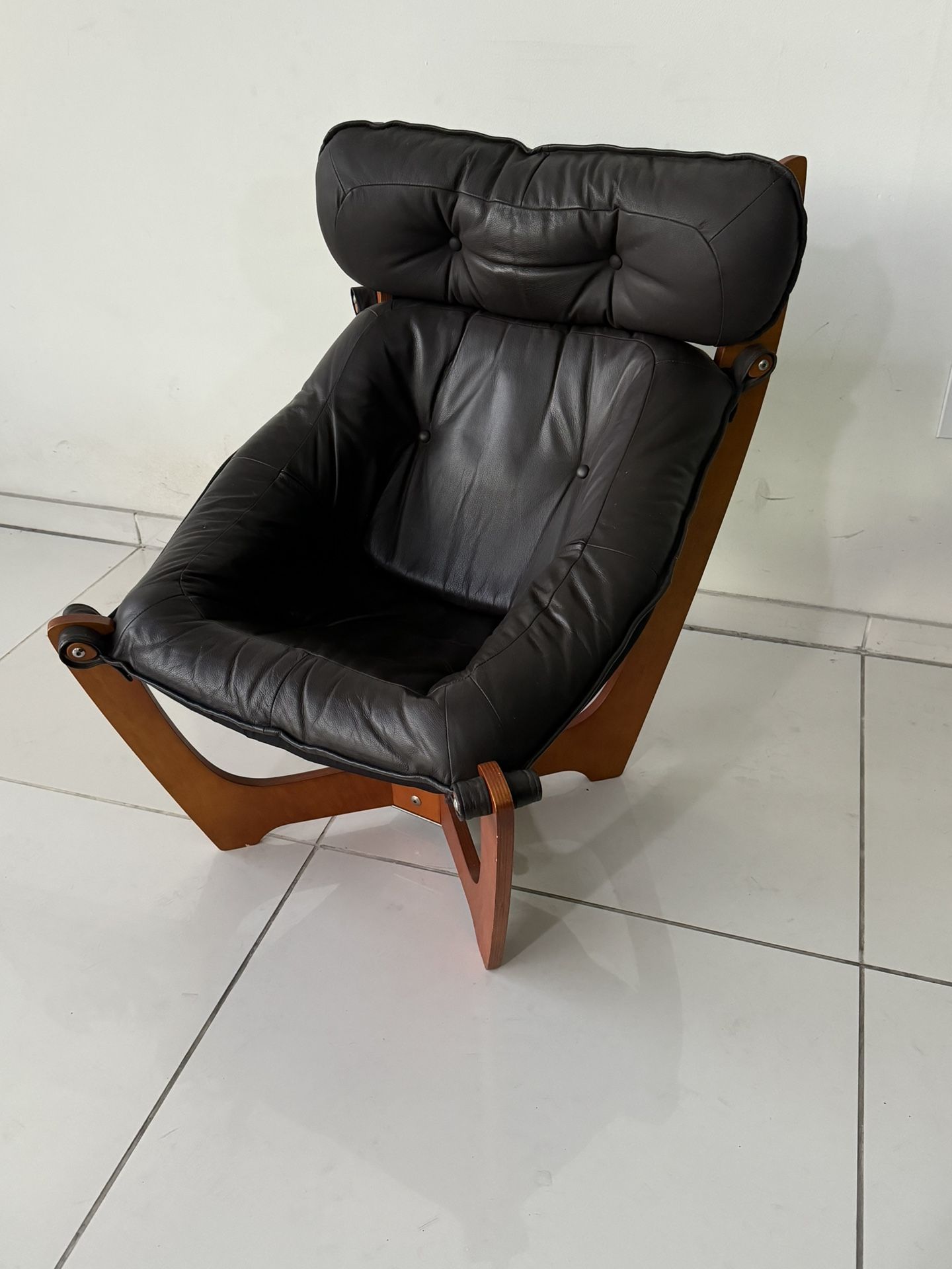 Odd Knutsen "Luna" Leather High Back Sling Lounge Chair for IMG NORWEGIAN