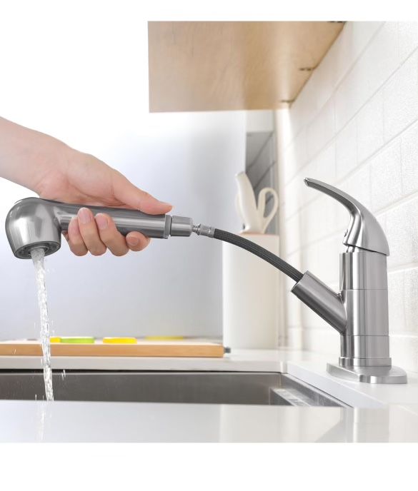Commercial Small Kitchen Faucet Brushed Nickel, Stainless Steel Nickel K6 $40