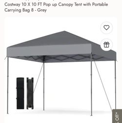 Costway 10 X 10 FT Pop up Canopy Tent with Portable Carrying Bag 8 - Grey