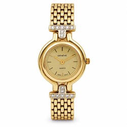 Ladies Geneve 25mm Vintage 14K Yellow Gold Watch with Gold Dial and Smooth Bezel. (Pre-Owned)