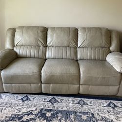 Leather Sofa Set With Reclining Seats