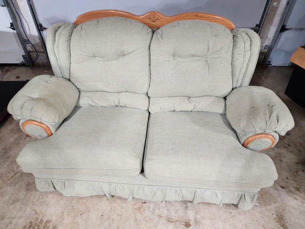 Fabric Loveseats with Wood Accents.