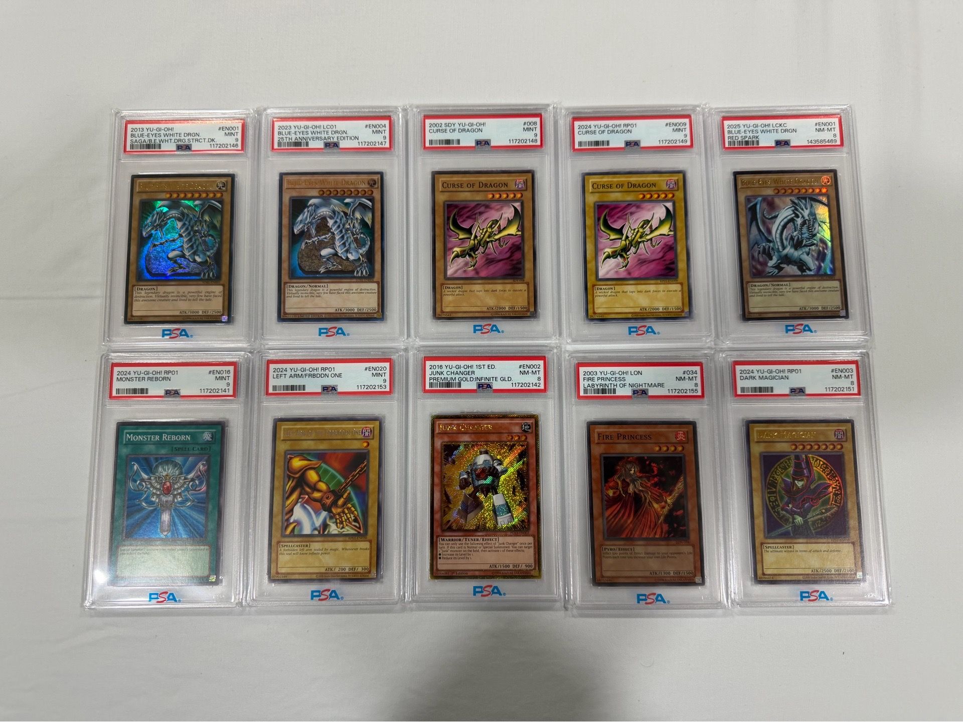 Lot of 10 grade PSA 9 & 8 Yugioh cards