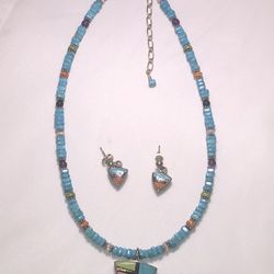 Turquoise Necklace, And Earrings