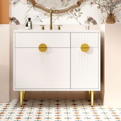 Brand New Sealed 36 Inch Bathroom Vanity with Resin Sink White Modern