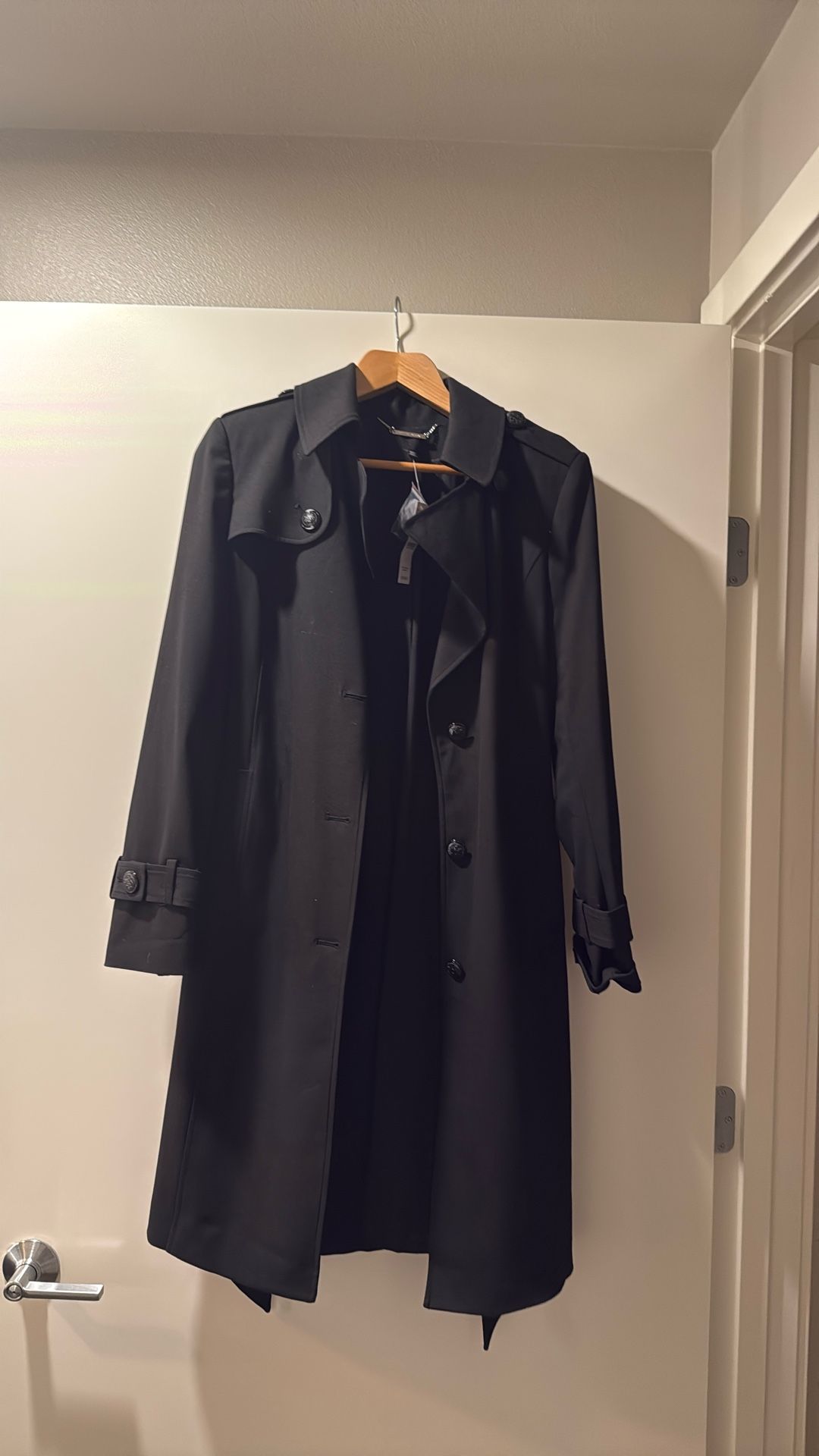 White House Black Market Black Raincoat