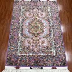 Hand Made Silk Persian Rug Tabriz 