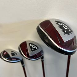 CALLAWAY XJ Series Set of 3 clubs Driver FW3 FW5 R-Flex RIGHT (Good condition) PICK UP IN CORNELIUS