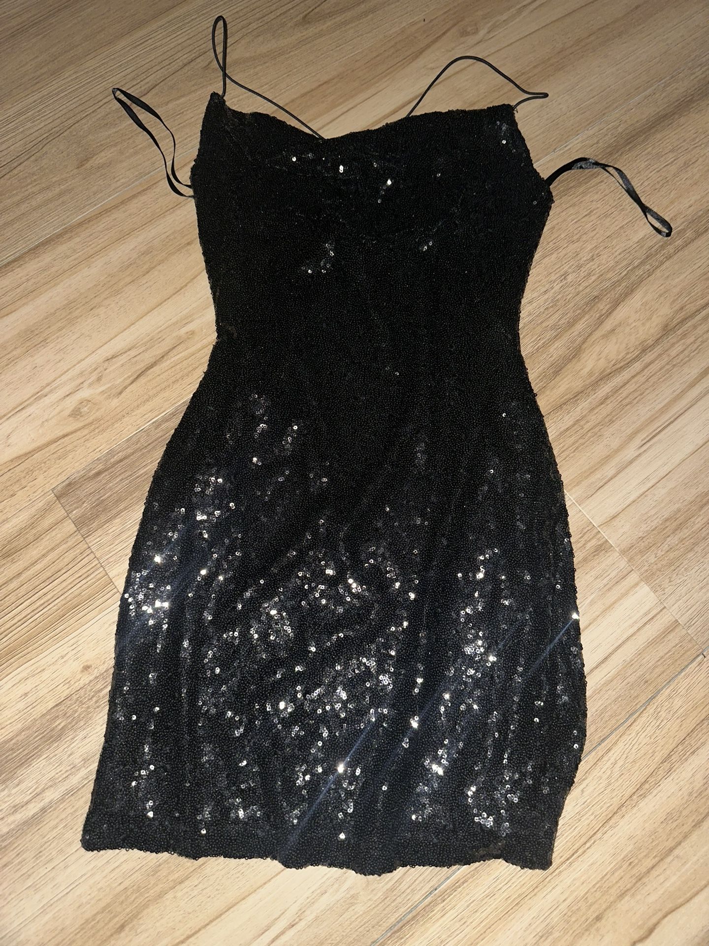 Windsor Sequin Black Cowl Neck Mini Dress