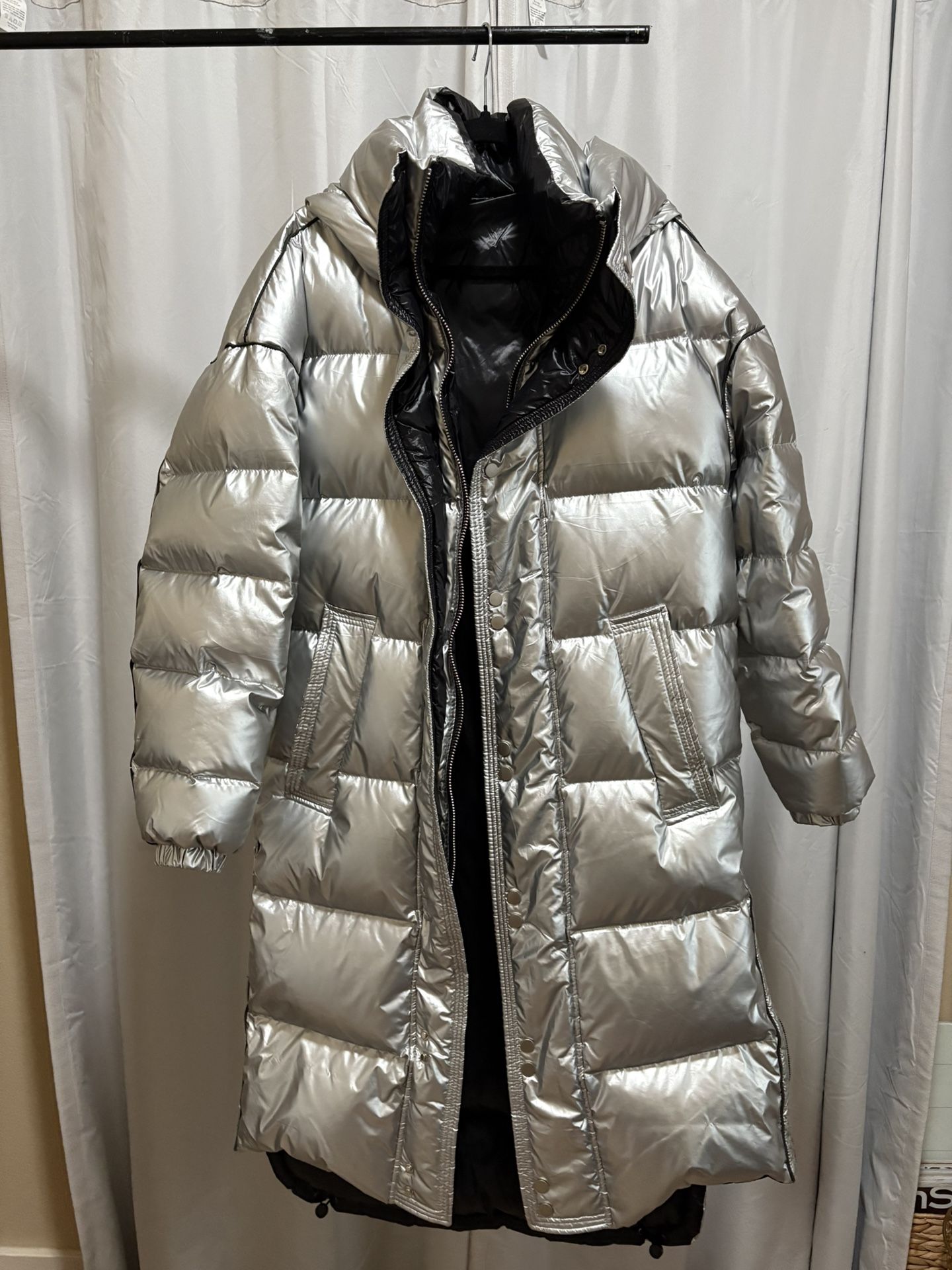 Silver Metallic Puffer Jacket 