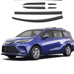 ACLONG Black Rain Guards Fit for Toyota Sienna 2021 2022 2023 Tape-On Side Shatterproof Window Visor Window Deflectors, Vent Deflectors Rain Visors, 8
