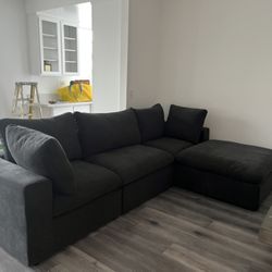 New Black Cloud Couch 4pc Sectional