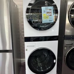 Gas WashTower Washer And Dryer Stackable 27” Wide New Open Box And 1 Year Warranty Delivery Service 
