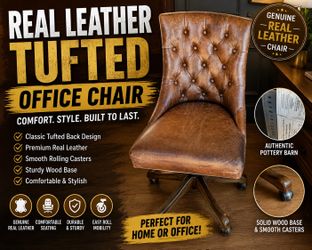 Authentic Leather Tufted - Pottery Barn Office Chair $500 OBO