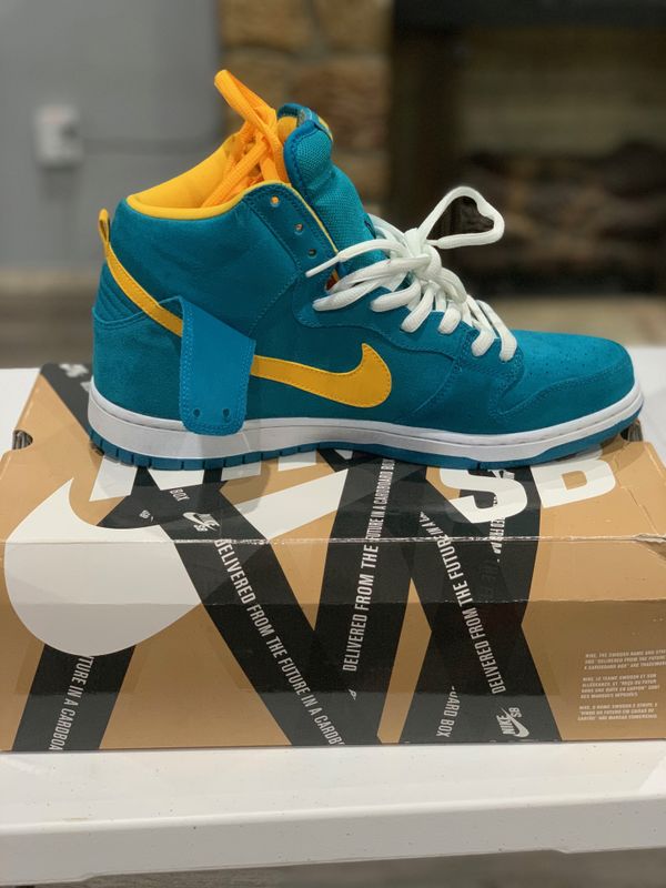 teal and white dunks